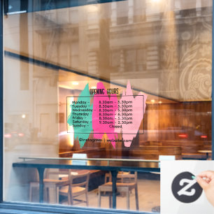 Modern Colorful Brush Strokes Opening Hour Window Cling