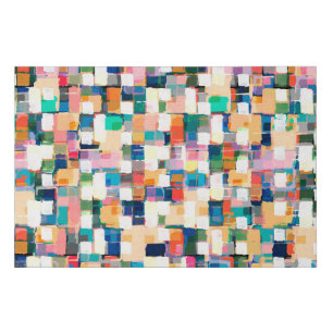 Modern Colorful Brush Strokes Paint Abstract Art Faux Canvas Print