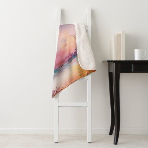 Modern Colorful Brush Strokes Paint Abstract Art Sherpa Blanket