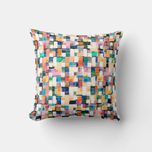 Modern Colorful Brush Strokes Paint Abstract Art Throw Pillow
