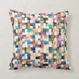 Modern Colorful Brush Strokes Paint Abstract Art Throw Pillow