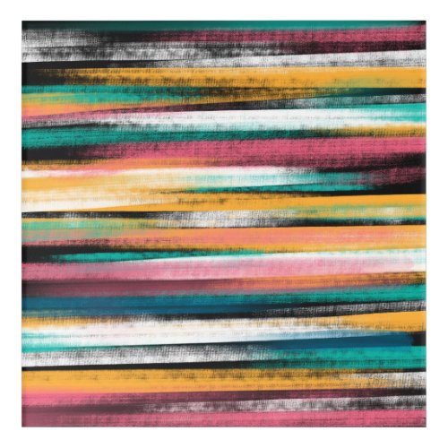 Modern Colorful Brush Strokes Stripes Oil Paint Acrylic Print