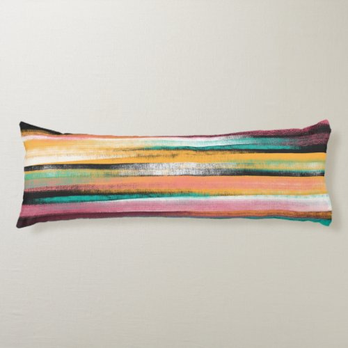 Modern Colorful Brush Strokes Stripes Oil Paint Body Pillow