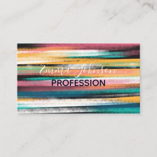 Modern Colorful Brush Strokes Stripes Oil Paint Business Card