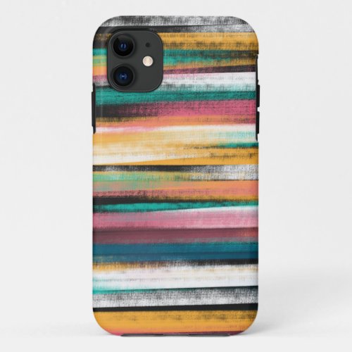 Modern Colorful Brush Strokes Stripes Oil Paint iPhone 11 Case