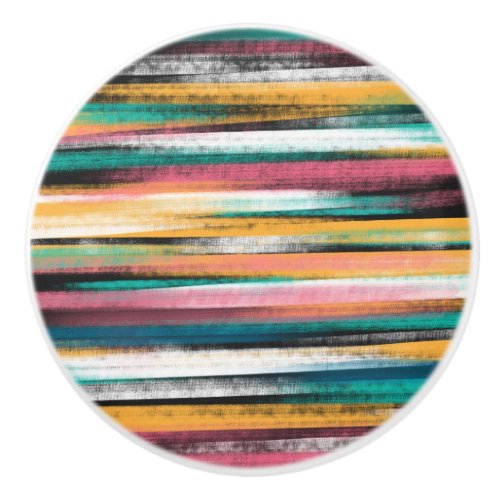 Modern Colorful Brush Strokes Stripes Oil Paint Ceramic Knob