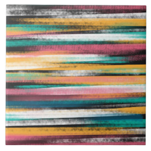 Modern Colorful Brush Strokes Stripes Oil Paint Ceramic Tile