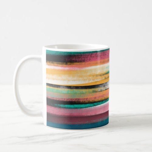 Modern Colorful Brush Strokes Stripes Oil Paint Coffee Mug