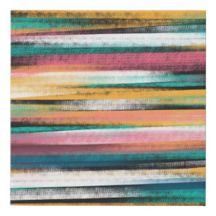 Modern Colorful Brush Strokes Stripes Oil Paint Faux Canvas Print
