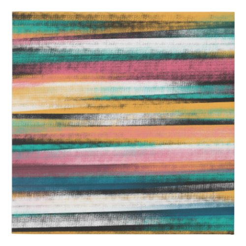 Modern Colorful Brush Strokes Stripes Oil Paint Faux Canvas Print