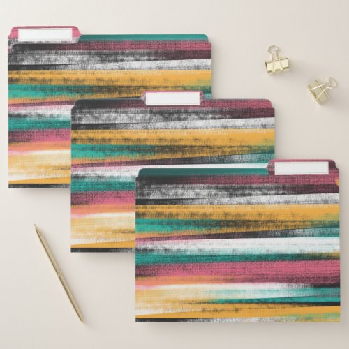 Modern Colorful Brush Strokes Stripes Oil Paint File Folder