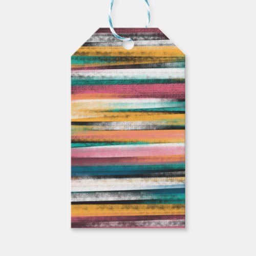 Modern Colorful Brush Strokes Stripes Oil Paint Gift Tags