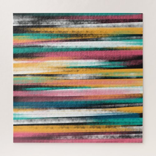 Modern Colorful Brush Strokes Stripes Oil Paint Jigsaw Puzzle
