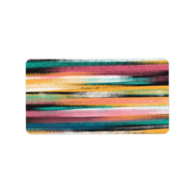 Modern Colorful Brush Strokes Stripes Oil Paint Label (Front)