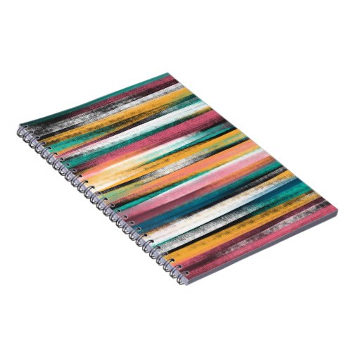 Modern Colorful Brush Strokes Stripes Oil Paint Notebook