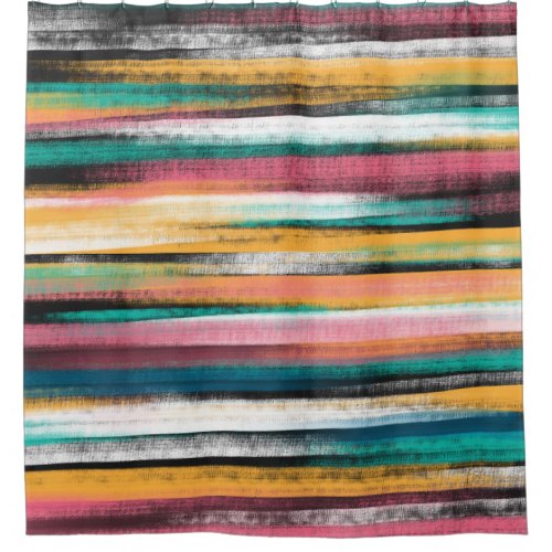 Modern Colorful Brush Strokes Stripes Oil Paint Shower Curtain