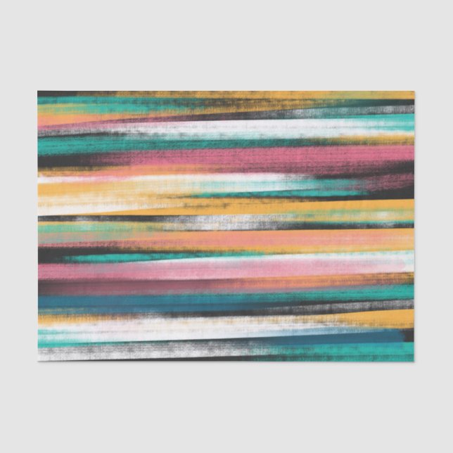 Modern Colorful Brush Strokes Stripes Oil Paint Tissue Paper (Front)