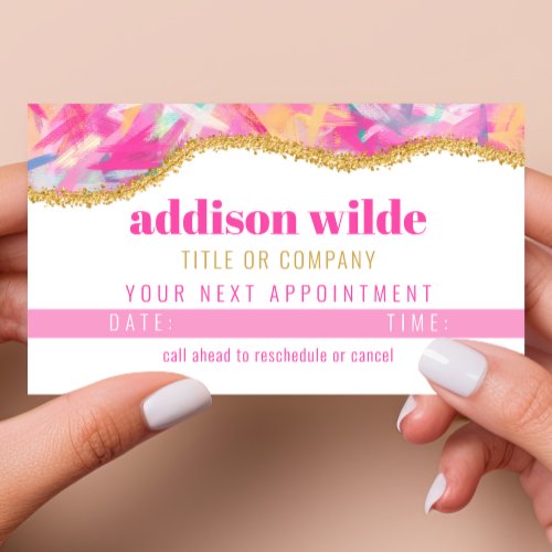 Modern Colorful Brushstrokes Gold Appointment Card