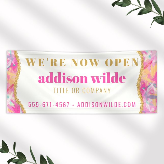 Modern Colorful Brushstrokes Gold Business Banner (Creator Uploaded)