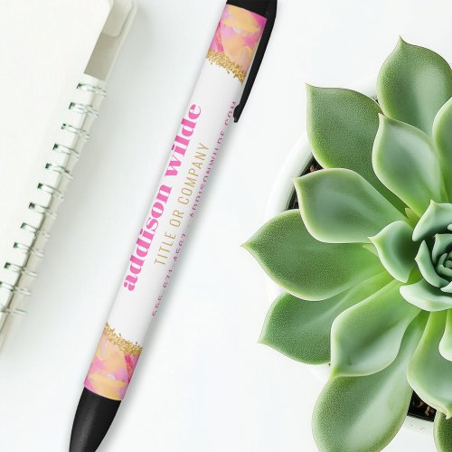 Modern Colorful Brushstrokes Gold Chic Business Pen