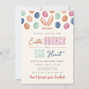 Modern Colorful Bunny Ear Easter Brunch & Egg Hunt Invitation