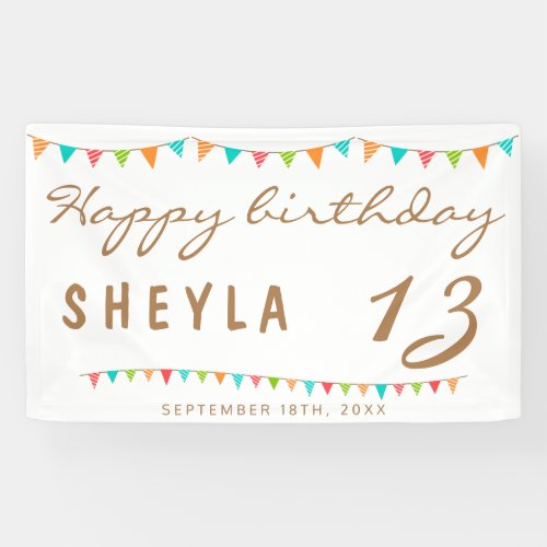 Modern Colorful Bunting Flags Birthday Party Banner