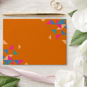 Modern Colorful Burnt Orange Geometric Wedding Envelope