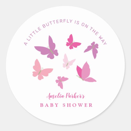 Modern Colorful Butterflies Baby Shower Classic Round Sticker