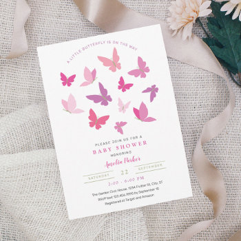 Modern Colorful Butterflies Baby Shower Invitation by marlenedesigner at Zazzle