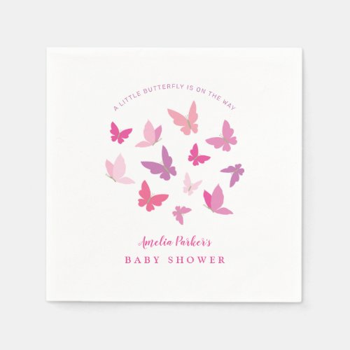 Modern Colorful Butterflies Baby Shower  Napkins