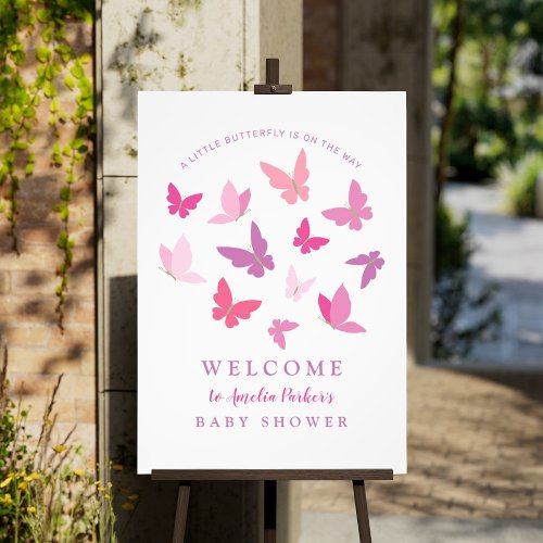 Modern Colorful Butterflies Baby Shower  Photo Print