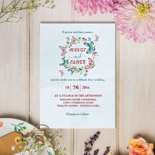 Modern colorful Butterflies wedding invitation