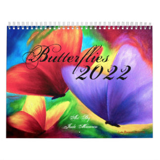 Modern Colorful Butterfly Floral Illustration 2022 Calendar