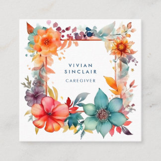 Modern Colorful Caregiver Health Aide   Square Business Card