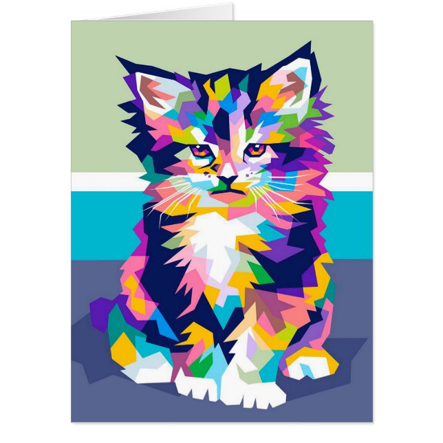 Modern Colorful Cat Design Card (Front)