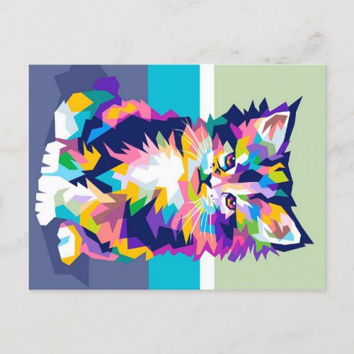 Modern Colorful Cat Design Holiday Postcard