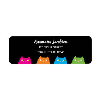 Modern Colorful Cats Return Address Label