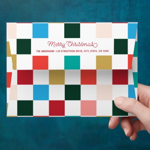 Modern Colorful Checkerboard Christmas Envelope
