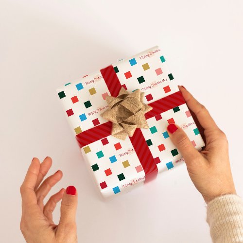 Modern Colorful Checkerboard Christmas  Wrapping Paper Sheets