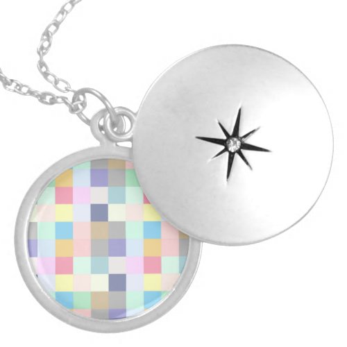 Modern Colorful Checkerboard Locket Necklace