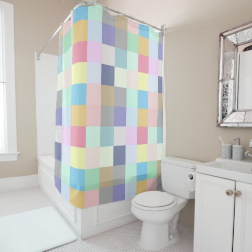 Modern Colorful Checkerboard Shower Curtain