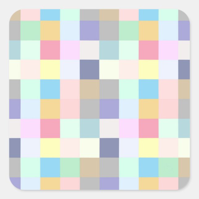 Modern Colorful Checkerboard Square Sticker (Front)