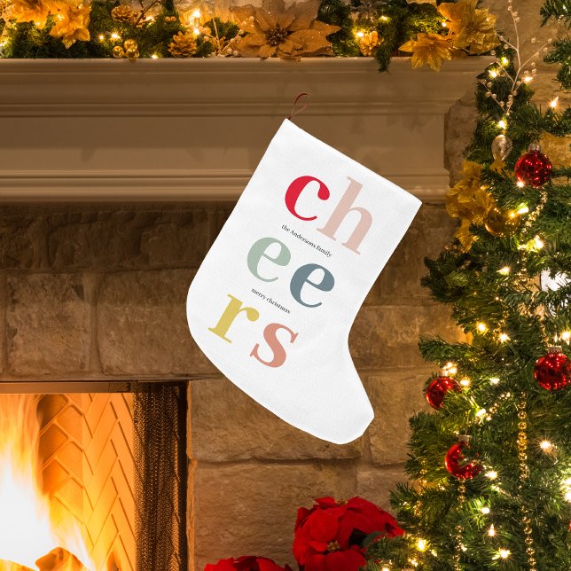 Modern Colorful Cheers Christmas Stocking (Creator Uploaded)