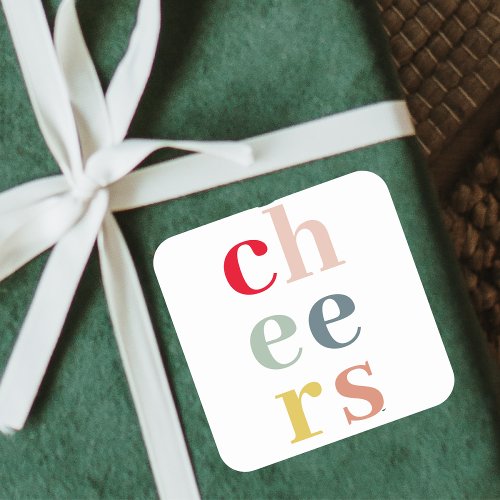 Modern Colorful Cheers  Pastel Colors Square Sticker