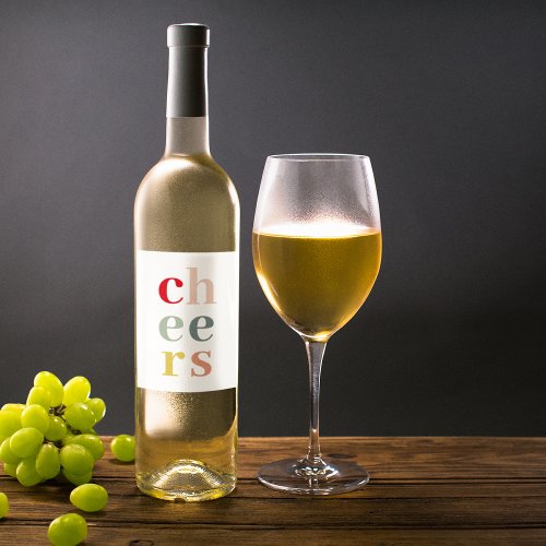 Modern Colorful Cheers  Pastel Colors Wine Label