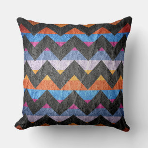 Modern Colorful Chevron Leather #3 Throw Pillow