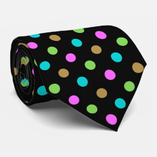 Modern Colorful Chic Polka Dots Classic Black Neck Tie