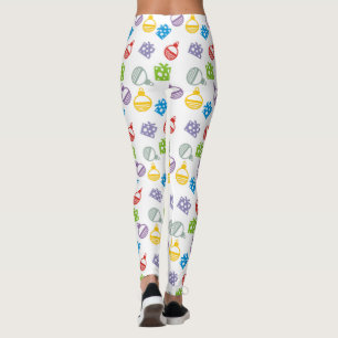 Modern colorful Christmas balls and gifts Leggings