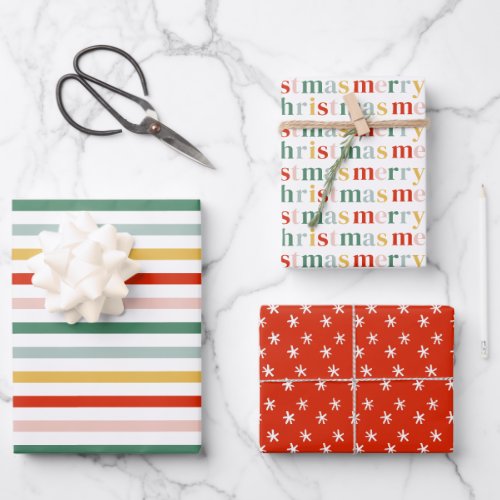 Modern Colorful Christmas Gift Wrapping Paper Sheets