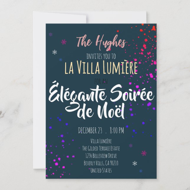 Modern Colorful Christmas Holiday Party Card Famil (Front)